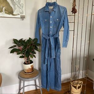 Madewell denim tie waist jumpsuit